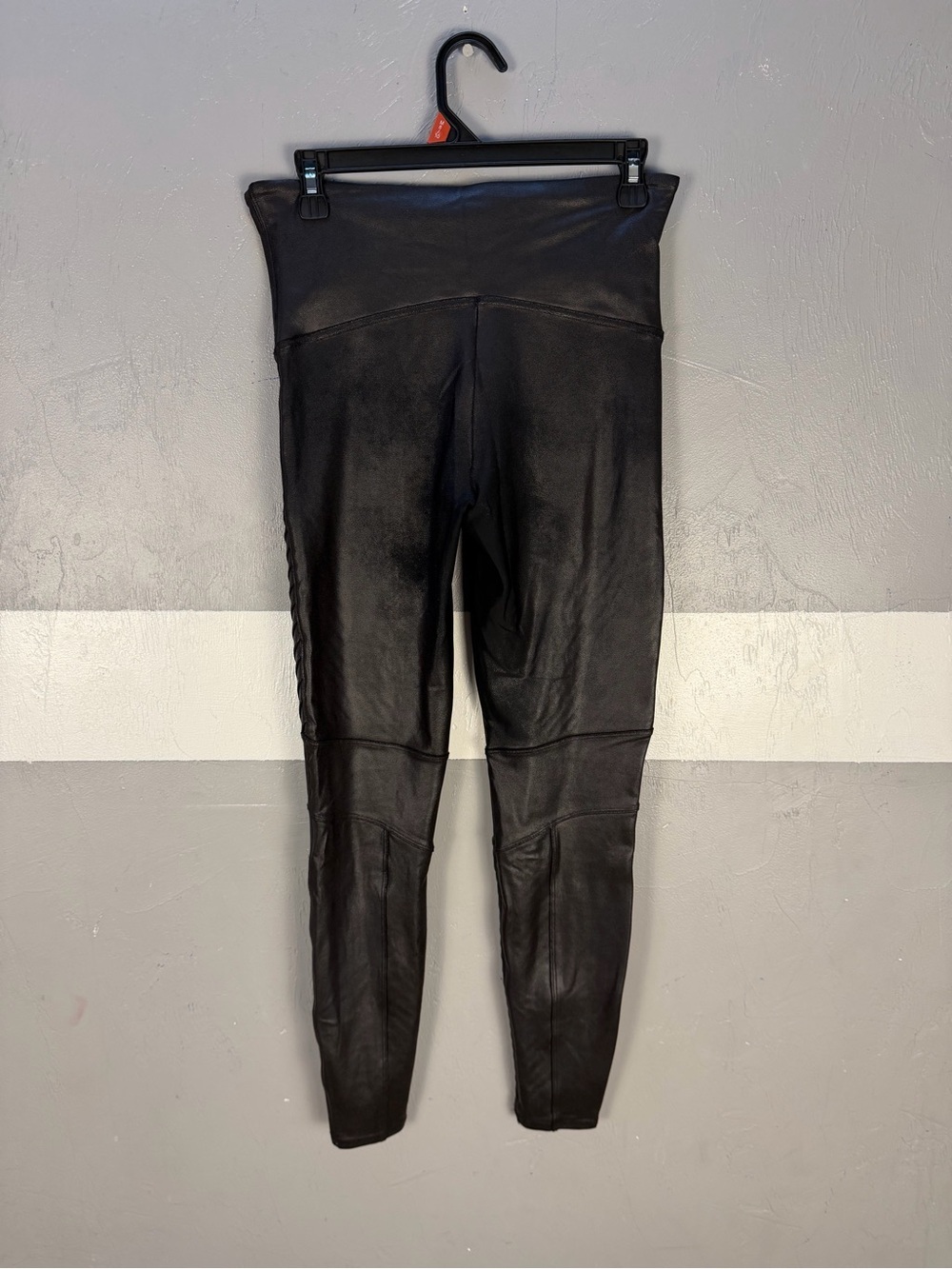 SPANX Black High-Waist Moto Panel Leggings - Picture 7 of 8